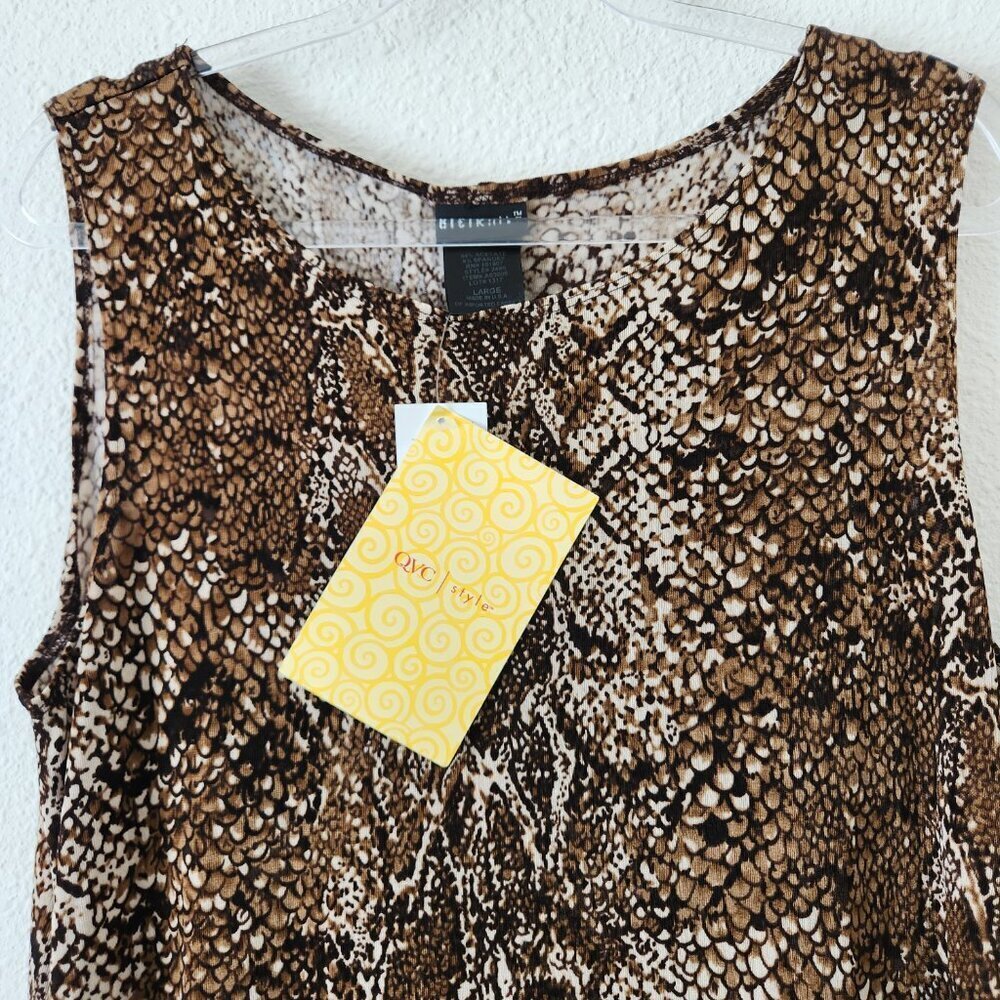 CitiKnit Dress Snake Skin Size Large So "Swiftie" Print Brown Black Stretchy